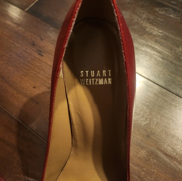 Stuart Weitzman Red peep open toe heels 7.5 - Picture 4 of 8